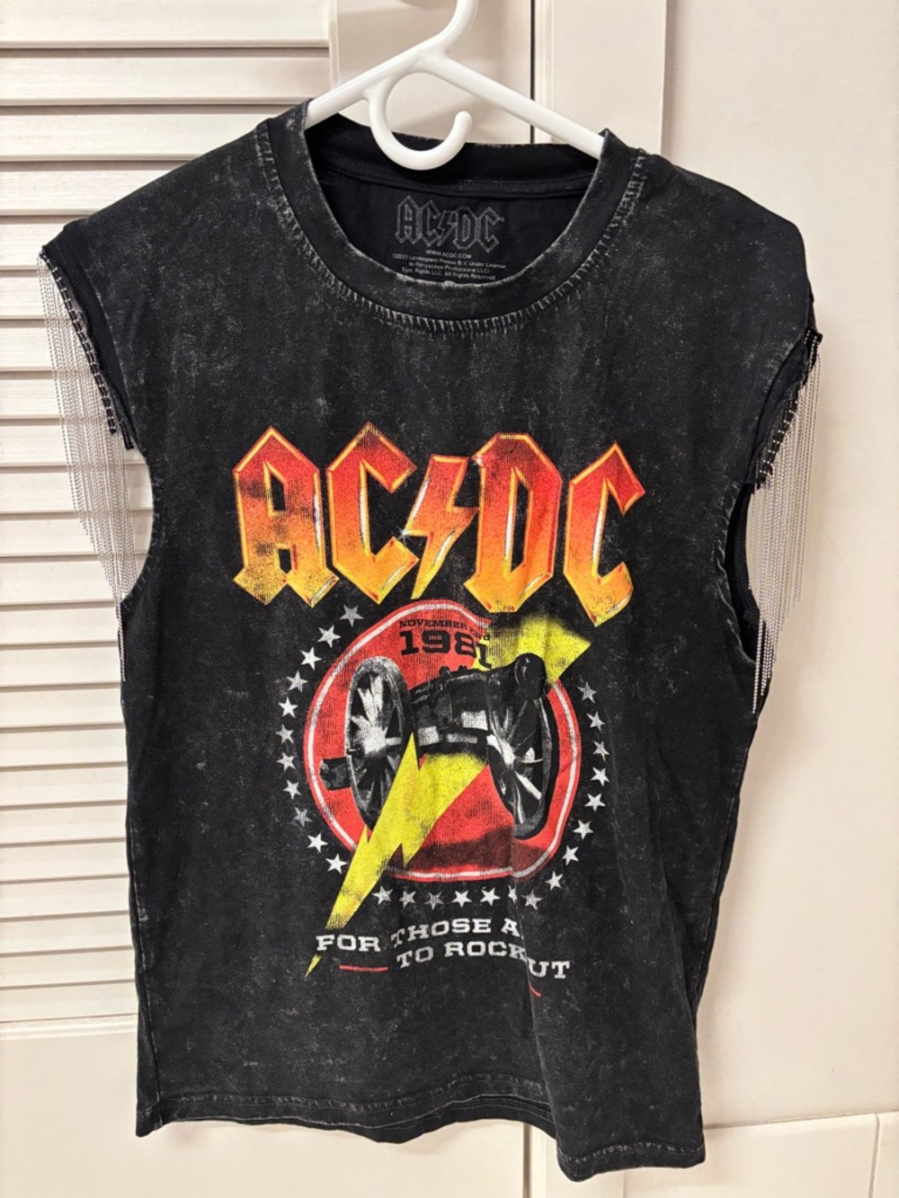 Fashion Nova ACDC Fringe Graphic Tee - Black